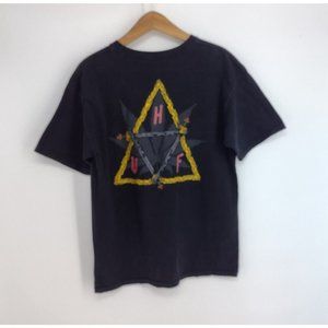 HUF Pentagram (BACK) Swords Weed Leaf Satan Skate Faded Black T-Shirt Mens M
